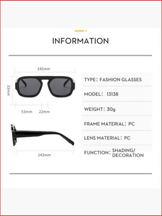 4 Pcs Retro 70s Square Aviator Sunglasses UV400 Protection